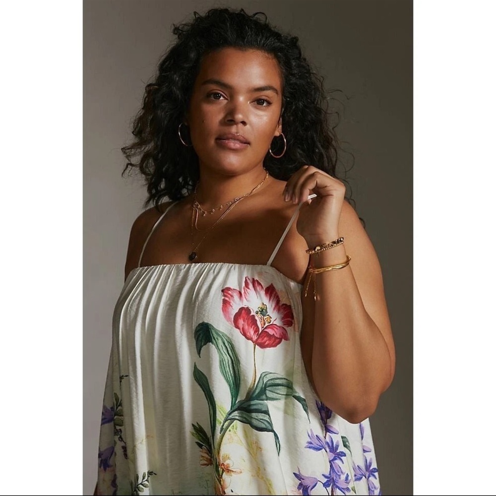 Anthroplogie Strapless Floral Maxi Dress Size L - Picture 2 of 12